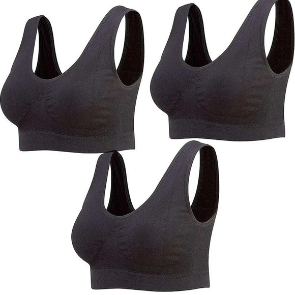 3-Pack Seamless Sports Bra Wirefree Yoga Bra with Removable Pads Medium NWT - Picture 3 of 9
